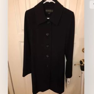 Kristen Blake Long Black Button-Up Coat Size 2